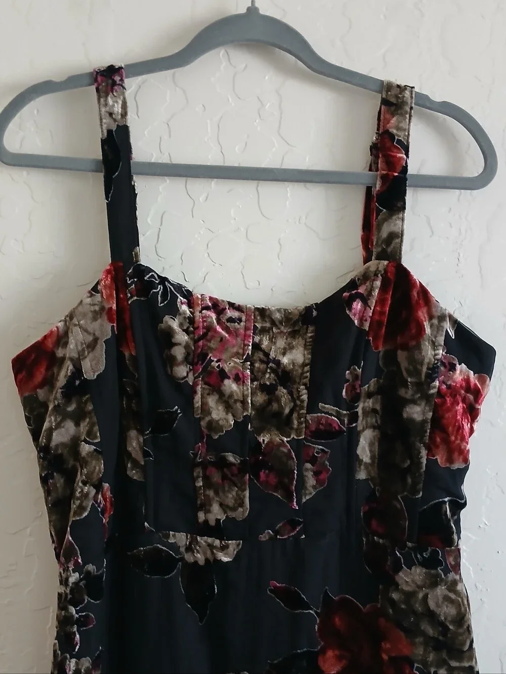 LULU'S Velvet Burnout Bustier Maxi Dress Women's XL Black High Slit Boning Goth - Picture 6 of 12